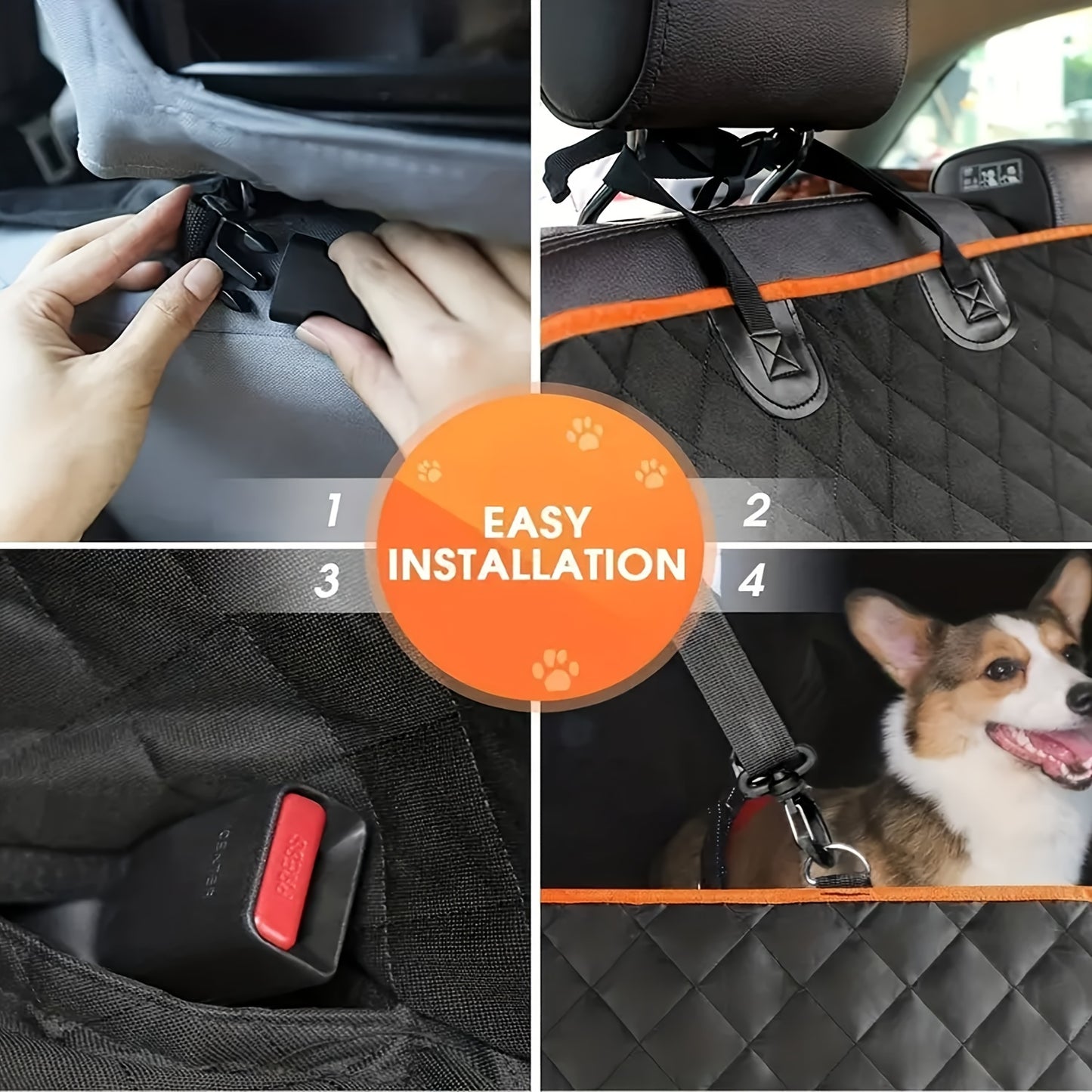 Capa de Assento Impermeável para Carro - Rede Protetora Antiderrapante e Resistente a Arranhões para Pets, Ideal para Carros, Caminhonetes e SUVs