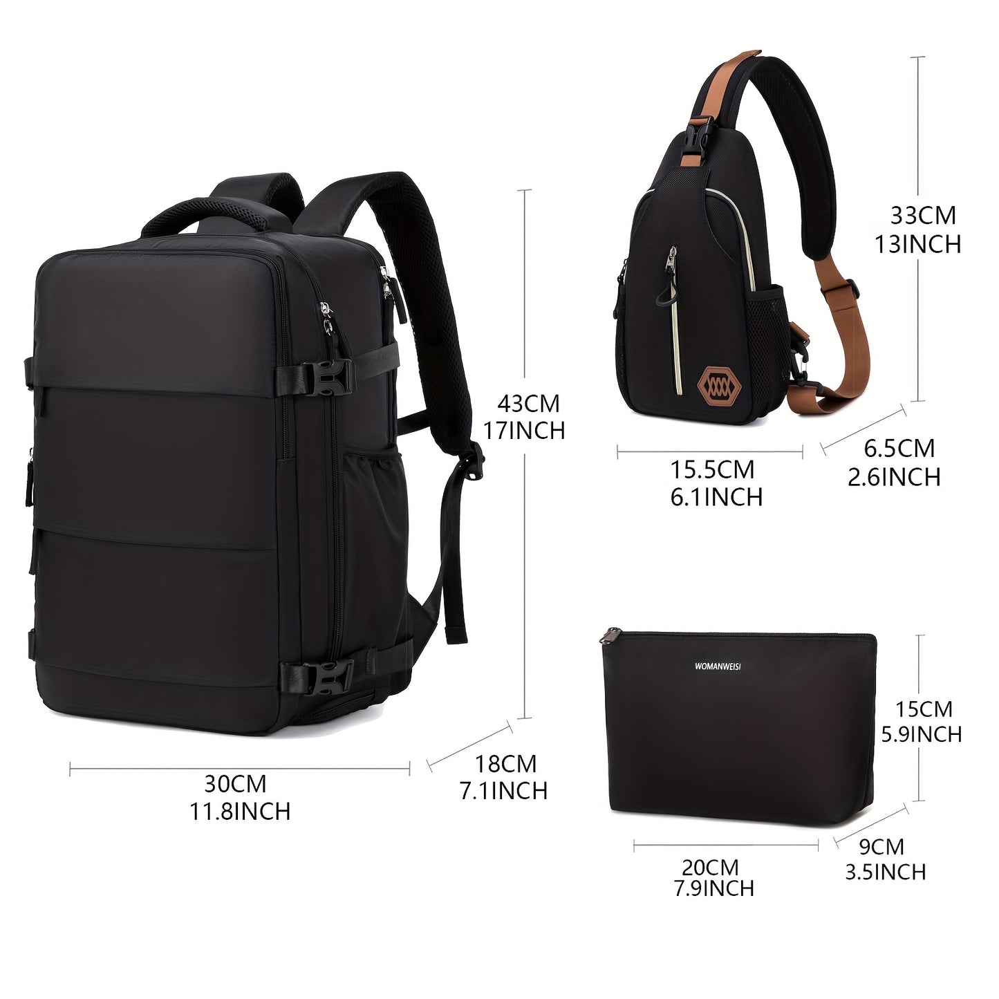 Mochila de Viagem de Grande Capacidade com Compartimento para Sapatos, Mochila Leve para Laptop em Dacron com Porta de Carregamento, Bolsa de Viagem e Comutação Estilosa